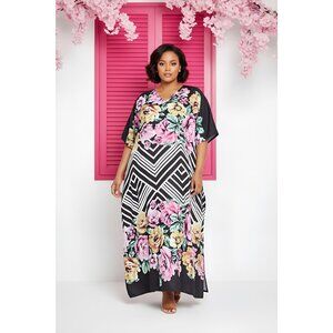 Gypsie Blu Floral Printed Long Maxi Caftan Beach Cover Up Dresses for Women